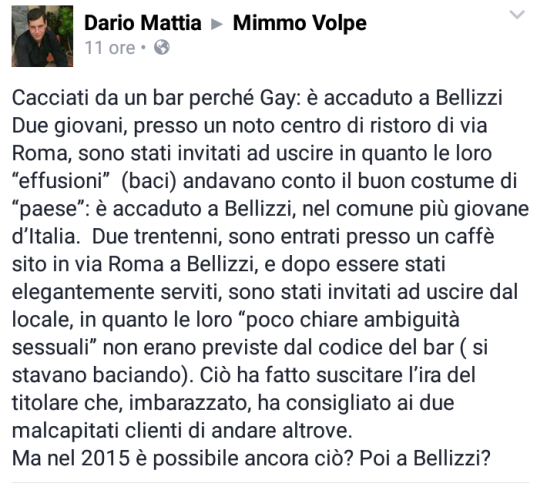 Bellizzi, cacciati dal bar perchè omosessuali - aSalerno.it