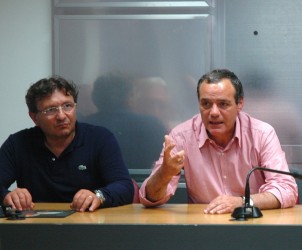 SAL - 15 06 2011 Conferenza stampa CGIL lavoratori ASER nella foto Angelo De Angelis Franco Tavella e Arturo Sessa (Foto Tanopress)
