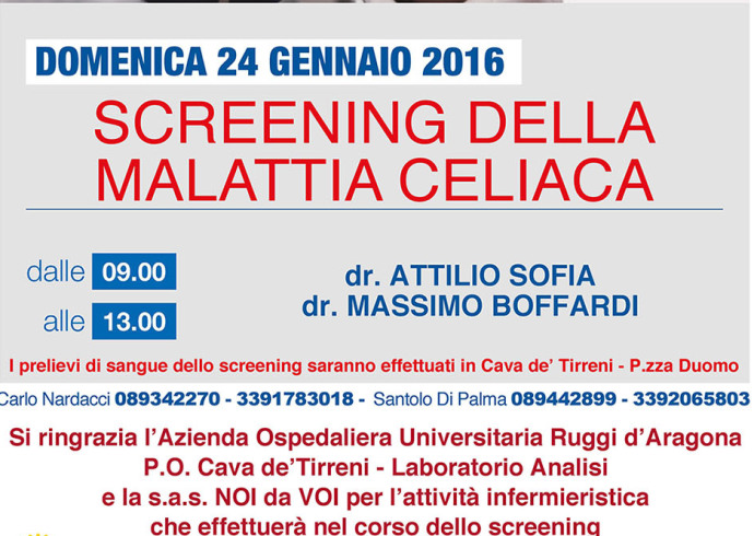 Cava de’ Tirreni, domenica lo “Screening della Malattia Celiaca” - aSalerno.it