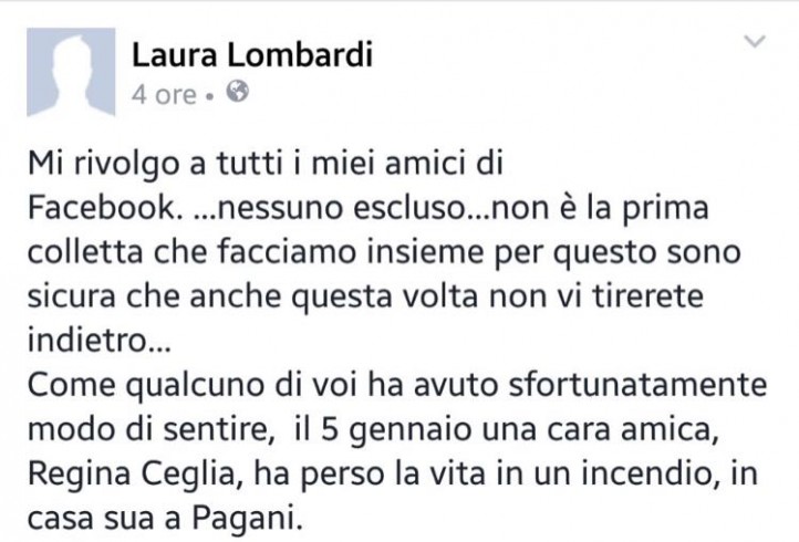 Pagani, la colletta per la famiglia della ragazza morta in un incendio - aSalerno.it