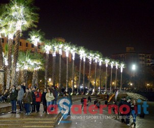 Salerno Festa dell'Immacolata nella foto il terminal  delle navette per lo stadio Arechi a Piazza della Concordia