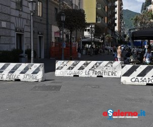 SAL - 06 09 2017 Salerno Installazione barriere antiterrorismo. Foto Tanopress