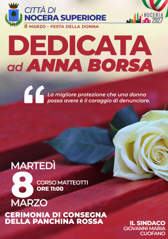 Nocera Superiore, una panchina rossa dedicata ad Anna Borsa - aSalerno.it