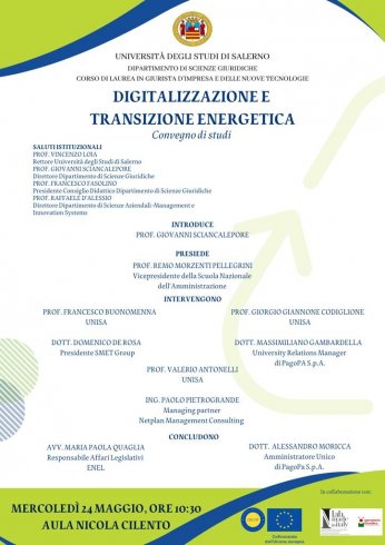 “Digitalizzazione e transizione energetica”, convegno all’Unisa - aSalerno.it