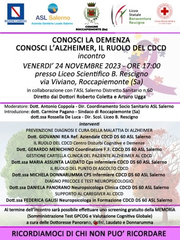 “Conosci la demenza, conosci l’alzheimer, il ruolo del cdcd” - aSalerno.it