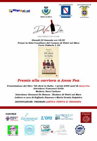 Premio alla Carriera a Anna Foa nell’ambito della 6^ Edizione DiVini Libri Chiacchierata con l’Autore - aSalerno.it