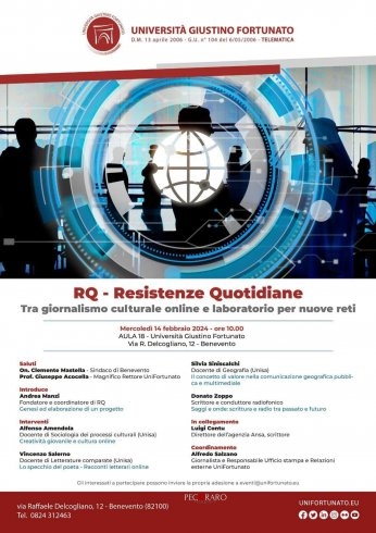 “RQ-Resistenze Quotidiane, tra giornalismo culturale online e laboratorio per nuove reti” - aSalerno.it